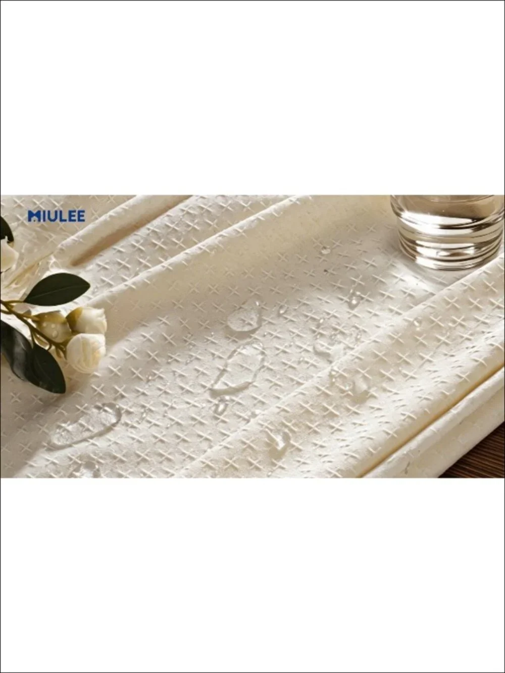 Linen Cotton Blend Rectangle Tablecloth 60x84 Jacquard Weave